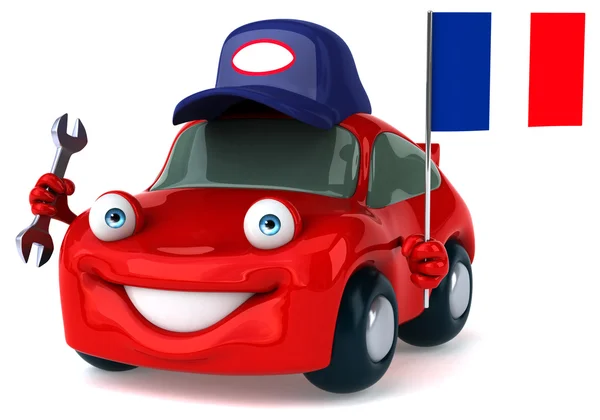 Voiture amusante avec drapeau de France — Photo