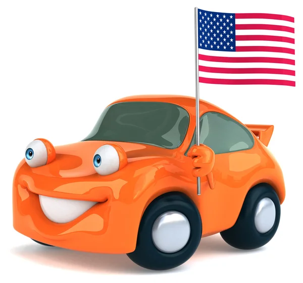 Funny car with flag — Stock Photo, Image