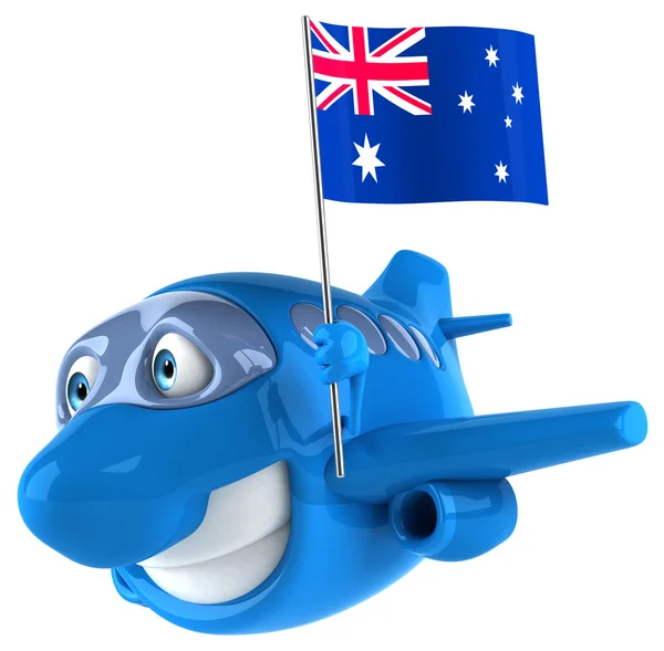 Fun cartoon plane with flag — Stock Photo, Image