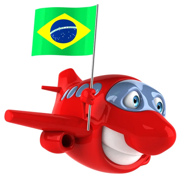 Fun cartoon plane with flag — Stock Photo, Image