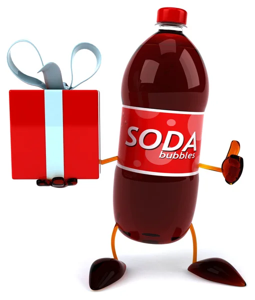 Botella de Soda con Regalo —  Fotos de Stock