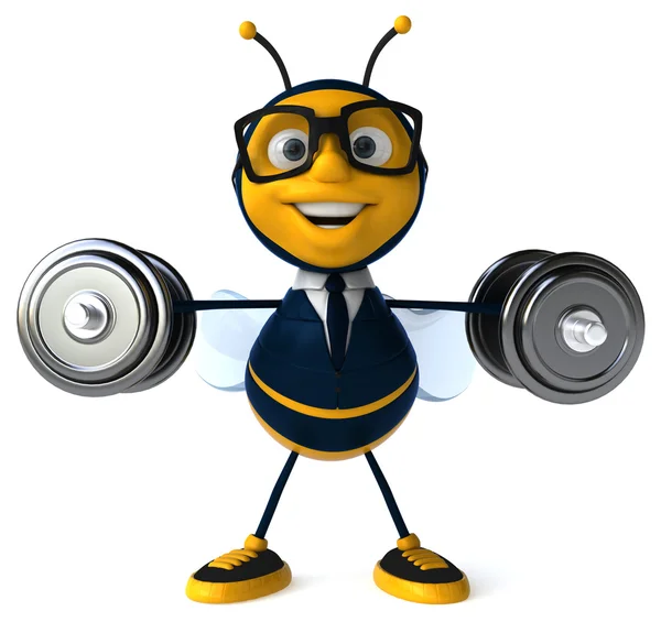 Divertente ape cartone animato con pesi — Foto Stock