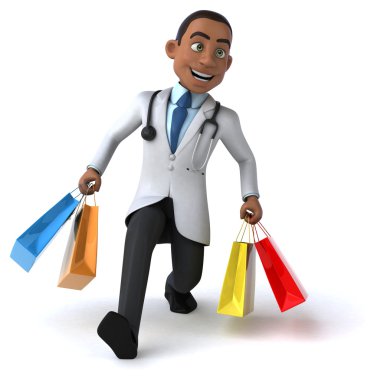 Alışveriş torbaları ile eğlenceli doktor