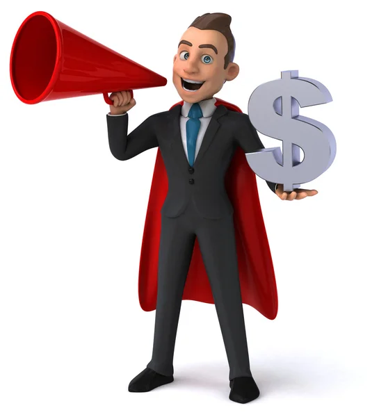 Super businessman with dollar sign — Stock Photo, Image