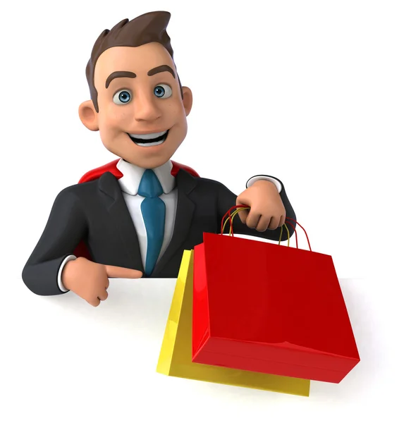 買い物袋とスーパー ビジネスマン — ストック写真