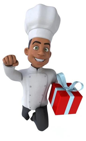 Zábavné kuchař s dárkem — Stock fotografie