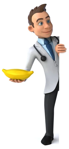 Fun doctor with banana — Stock Photo, Image