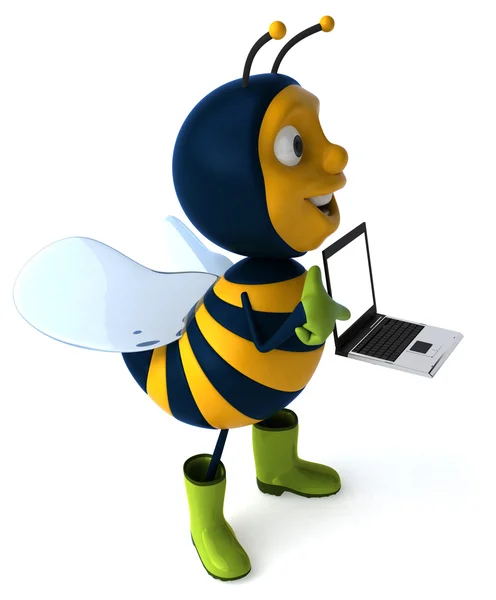 Zábavné kreslené včela s notebookem — Stock fotografie