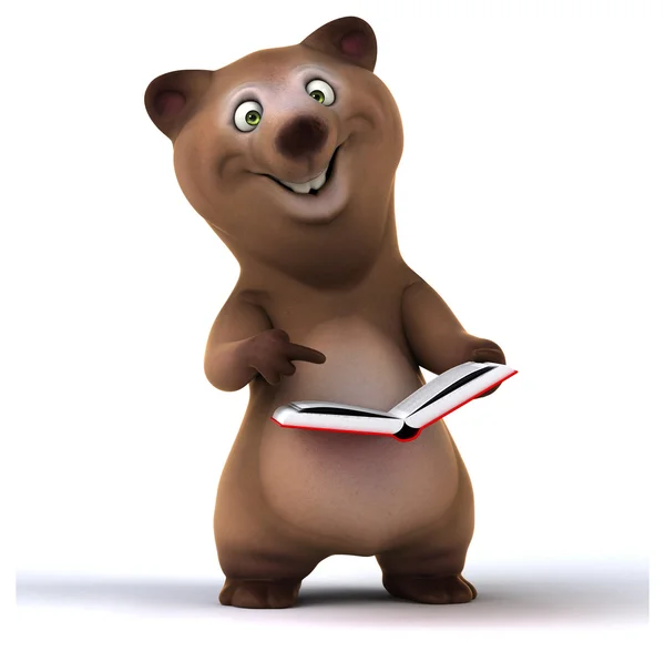 Urso divertido com livro — Fotografia de Stock