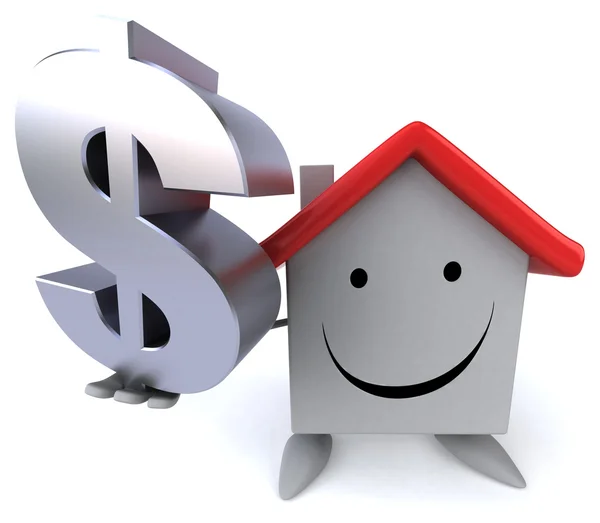 Cartoon house with dollar sign — Stock Photo, Image