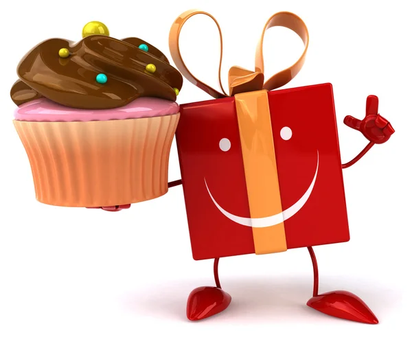 Fun gift with cupcake — Stock Photo, Image