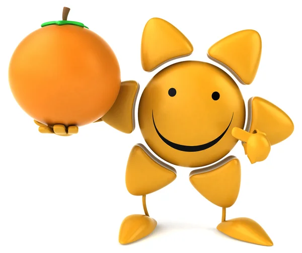 Fun cartoon sun with orange — Stock Photo, Image