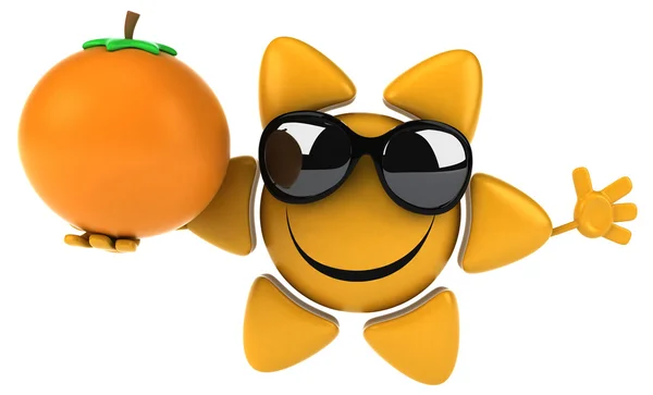 Divertido sol de dibujos animados con naranja — Foto de Stock