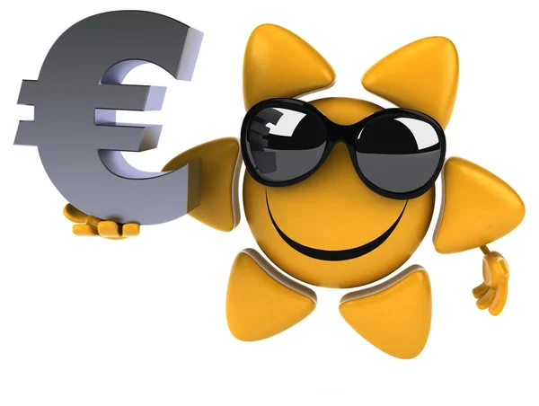 Fun sun with euro sign — Stock Photo, Image