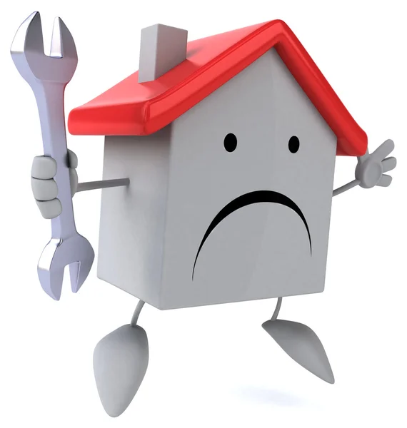 Cartoon house with wrench — Stock Photo, Image