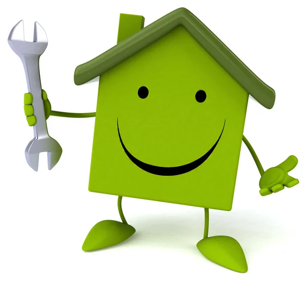 Cartoon house with wrench — Stock Photo, Image