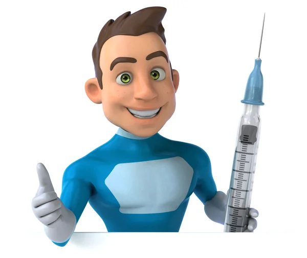 Superhero with a syringe — Stock Photo, Image