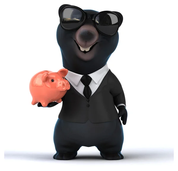 Fun bear with piggy bank — Stock Photo, Image