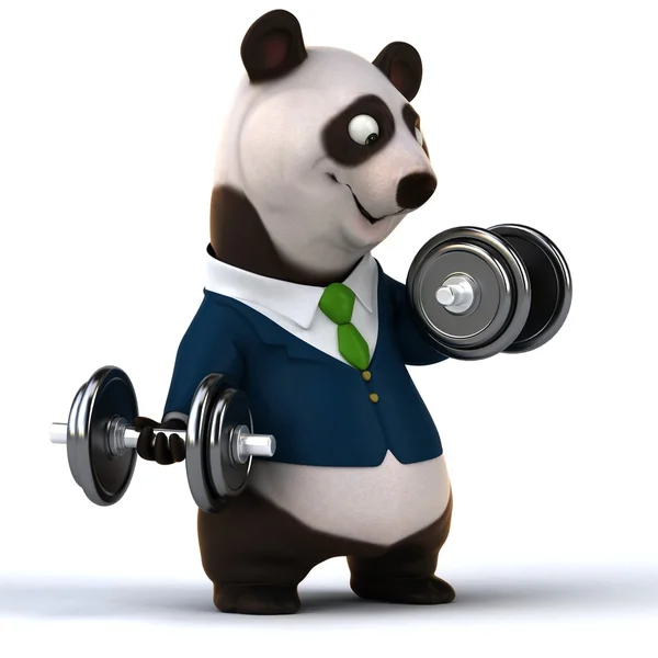 Panda divertente con pesi — Foto Stock