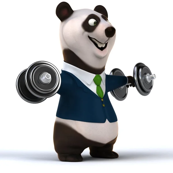 Panda divertente con pesi — Foto Stock