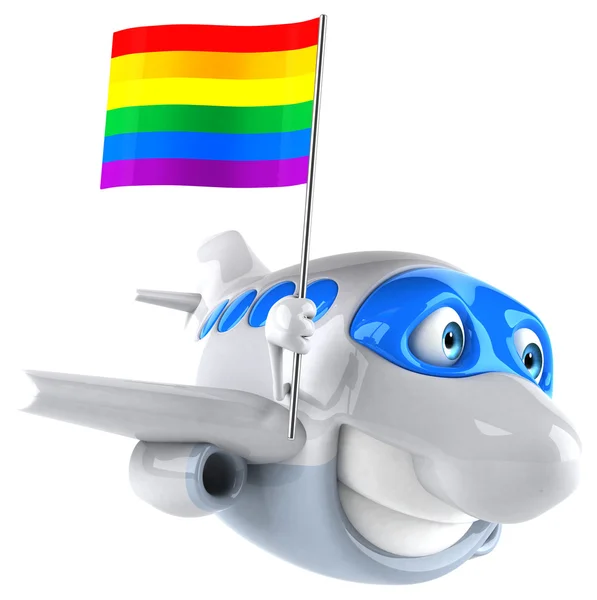 Fun cartoon plane with flag — Stock Photo, Image