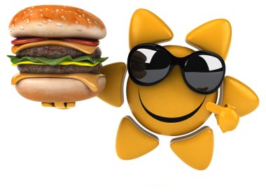 Çizgi film güneş hamburger ile