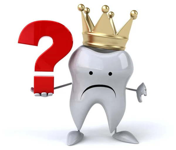 Cartoon tooth with question mark — Stock Photo, Image