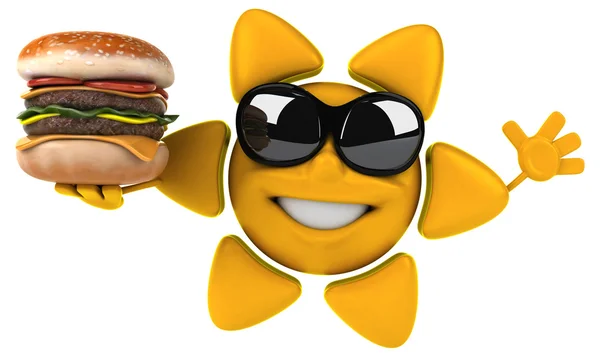 Karikatúra a sun a burger — Stock Fotó