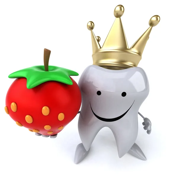 Fun cartoon tooth with crown — Stock Photo, Image