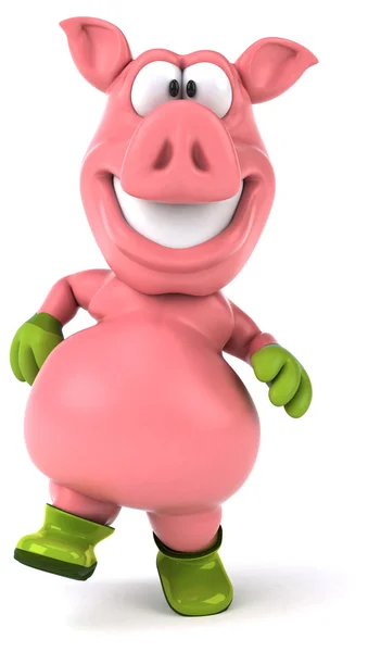 Fun cartoon pink pig — Stock Photo, Image