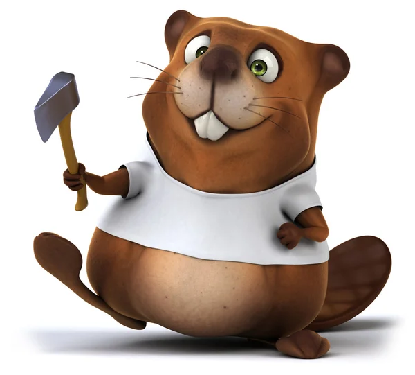 Fun cartoon Beaver with a white t shirt — Stock Photo, Image