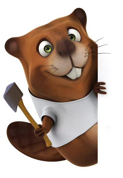 Fun cartoon Beaver with a white t shirt — Stock Photo, Image