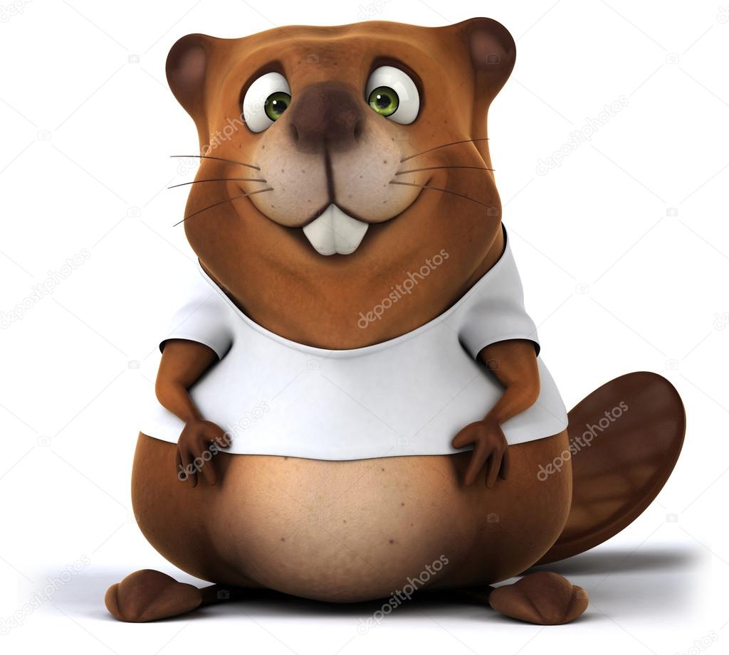 Fun cartoon Beaver with a white t shirt