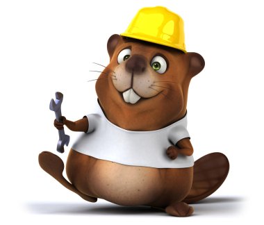 Beyaz tişörtlü Beaver