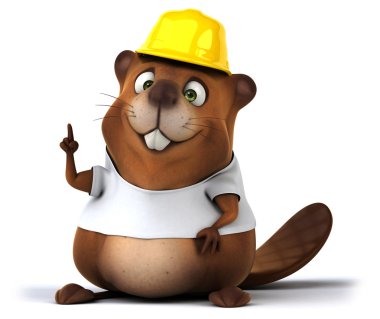 Beyaz tişörtlü Beaver