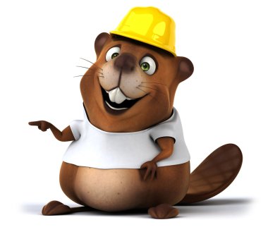 Beyaz tişörtlü Beaver