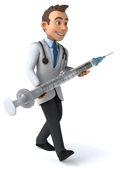 Fun doctor with syringe — Stock Photo, Image