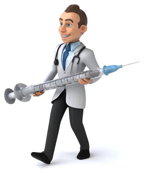 Fun doctor with syringe — Stock Photo, Image