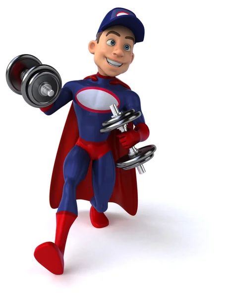 Super mechanic with weights — Stock Photo, Image