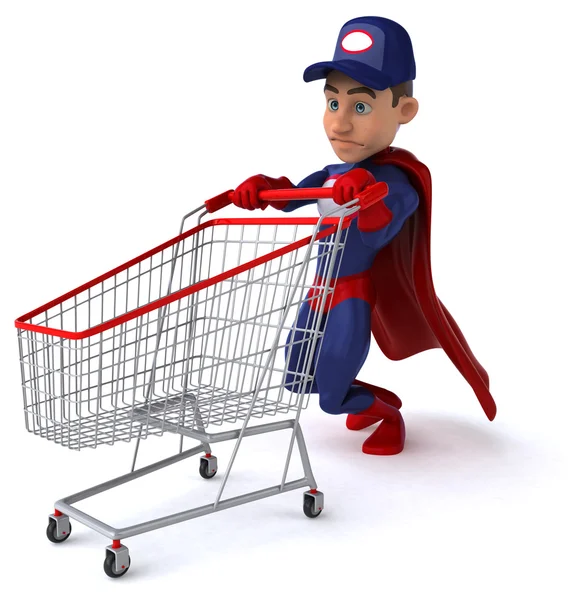 Super mecânico com carrinho de compras — Fotografia de Stock