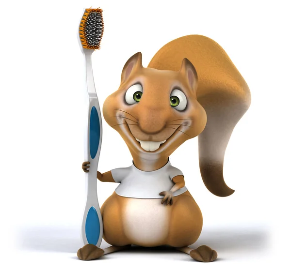 Squirrel with a white t shirt and toothbrush — Stock Photo, Image