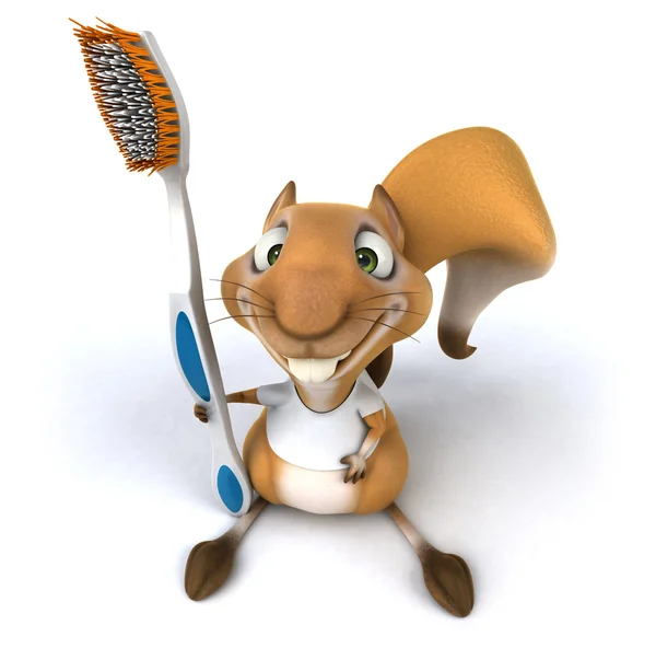 Squirrel with a white t shirt and toothbrush — Stock Photo, Image