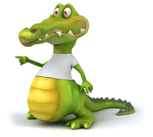 Krokodyl z biały tshirt — Zdjęcie stockowe