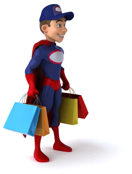 Super mechanic with shopping bags — Stock Photo, Image