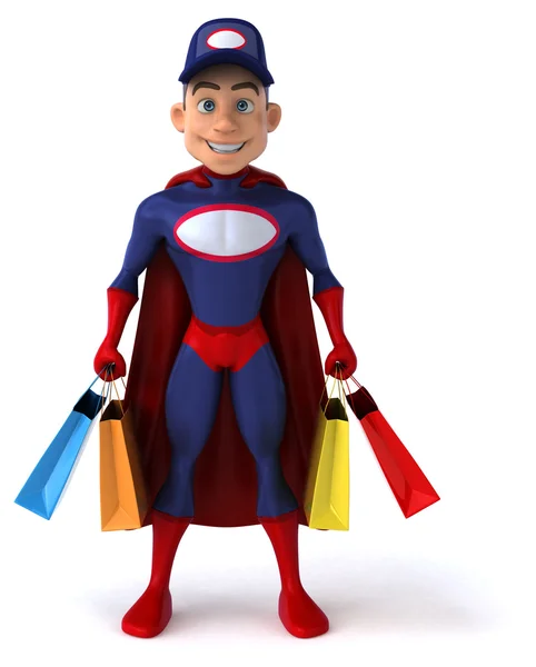 Super mechanic with shopping bags — Stock Photo, Image