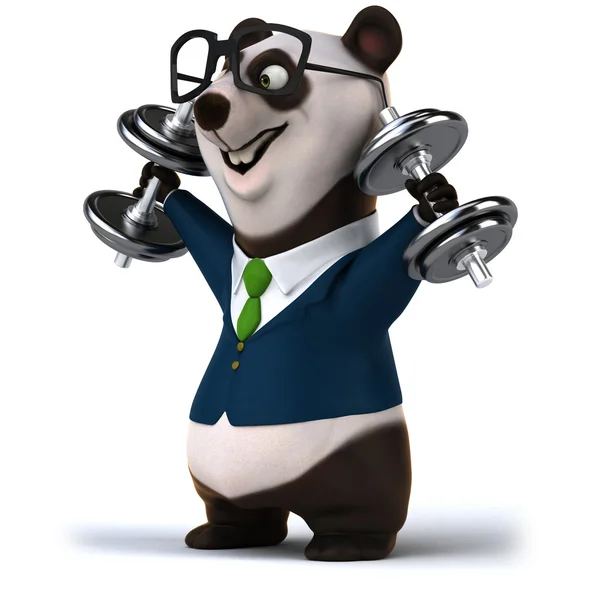 Fun panda with weights — Stock Photo, Image