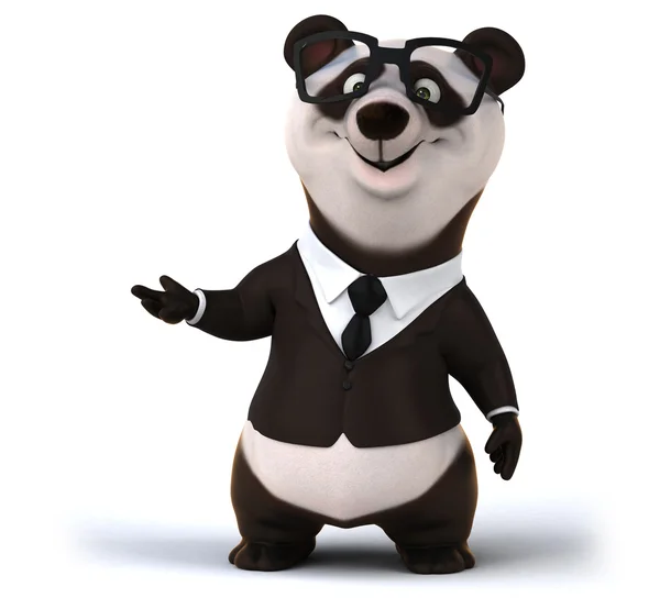 Amusant panda en lunettes et costume — Photo