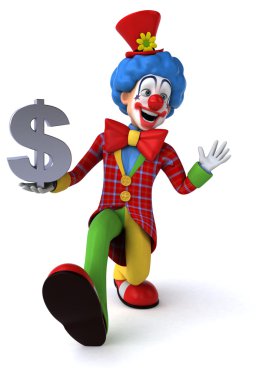 Dolar işareti olan eğlenceli çizgi film palyaço