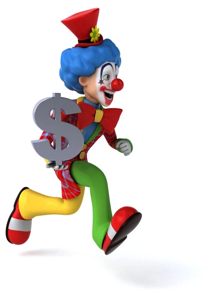 Fun cartoon clown with dollar sign — Stock Photo, Image