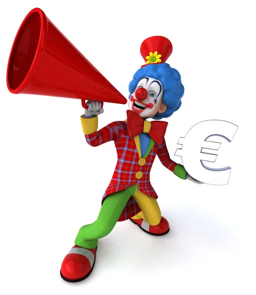 Fun cartoon clown with euro sign — Stock Photo, Image